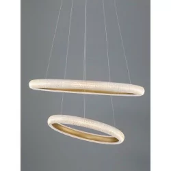 LUCES AMECA LE42818 double, gold round LED hanging lamp