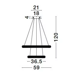 LUCES AMECA LE42818 double, gold round LED hanging lamp