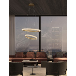 LUCES AMECA LE42818 double, gold round LED hanging lamp