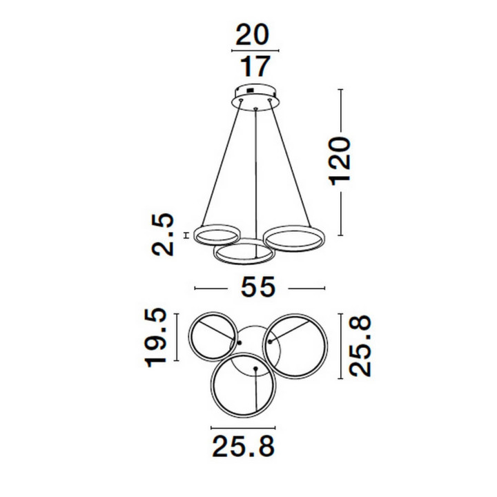 LUCES GARCIA LE42826/7 pendant LED lamp 28W gold or black