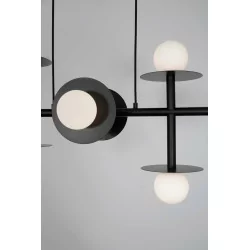 LUCES LE42885 URUAPAN pendant lamp black, gold + 8 opal balls