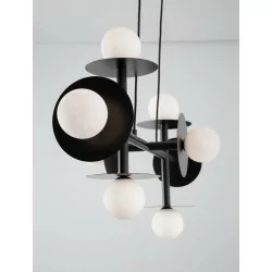 LUCES LE42885 URUAPAN pendant lamp black, gold + 8 opal balls