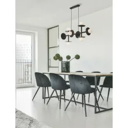 LUCES LE42885 URUAPAN pendant lamp black, gold + 8 opal balls