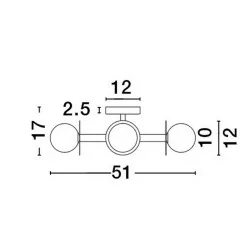 LUCES LE42887/92 URUAPAN czarna, złota sufitowa 4xG9