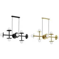 LUCES LE42885 URUAPAN pendant lamp black, gold + 8 opal balls