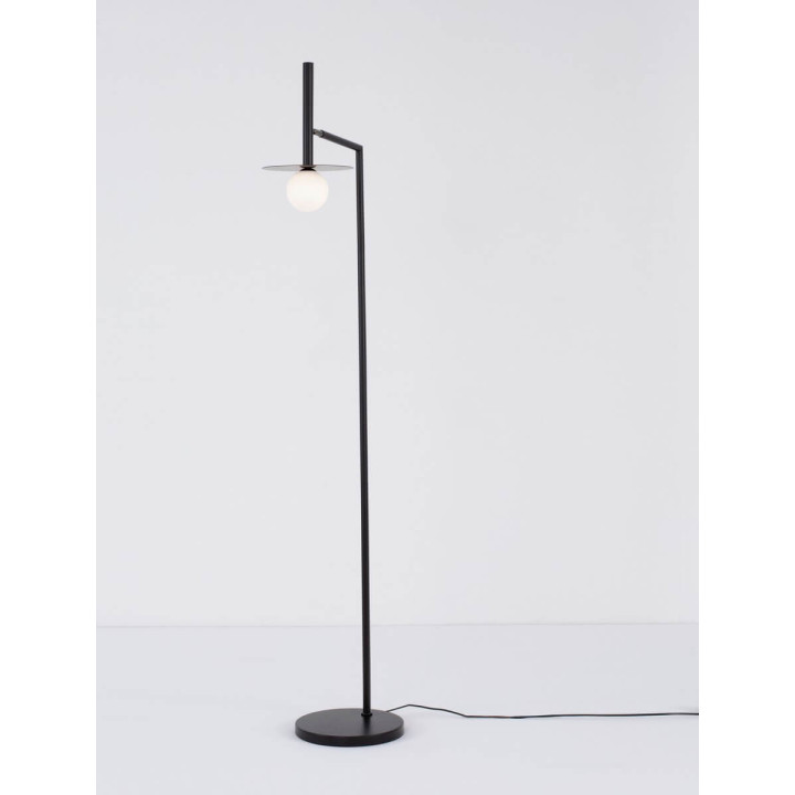 LUCES MORELOS LE42889 czarna lampa podłogowa 165cm kula 1xG9
