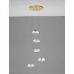 LUCES NAYARIT LE42901 gold pendant lamp 5xG9 vintage style