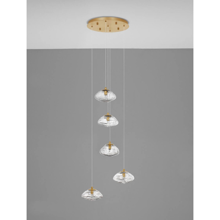 LUCES NAYARIT LE42901 gold pendant lamp 5xG9 vintage style