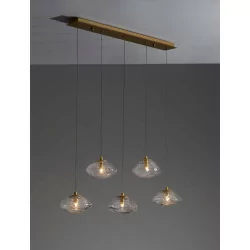 LUCES NAYARIT LE42902 gold pendant lamp vintage style, thick glass