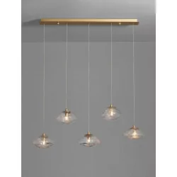 LUCES NAYARIT LE42902 gold pendant lamp vintage style, thick glass