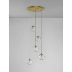 LUCES CABRAL LE42903 lampa wisząca złota 5xG9