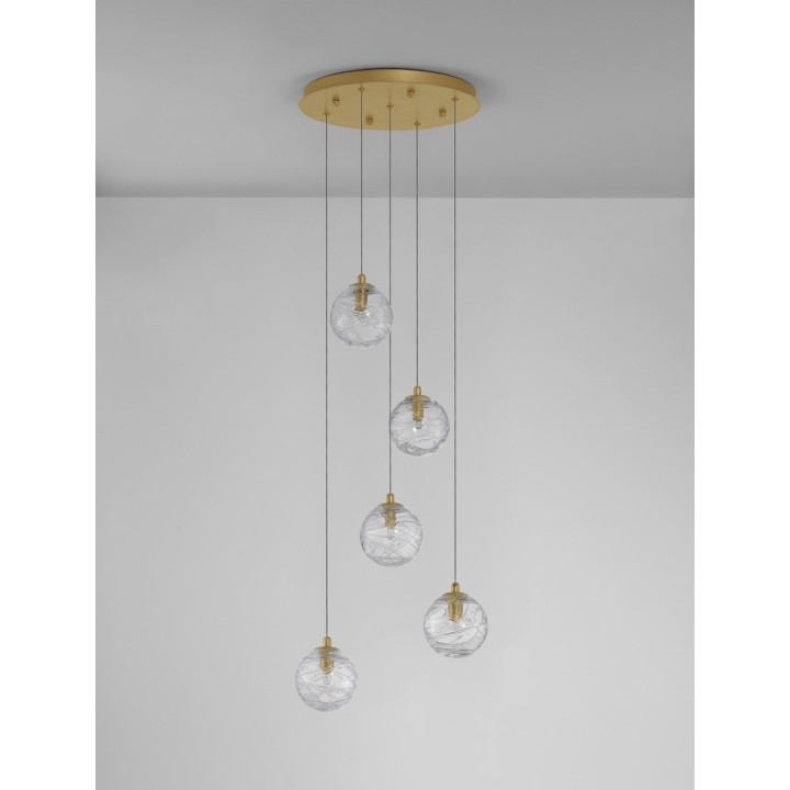 LUCES CABRAL LE42903 lampa wisząca złota 5xG9