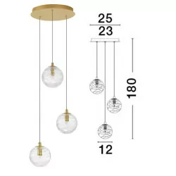 LUCES CABRAL LE42904 lampa wisząca złota 3xG9