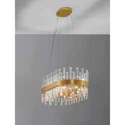 LUCES CHOLULA LE42909 oval gold pendant lamp with crystals 80cm