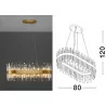 LUCES CHOLULA LE42909 oval gold pendant lamp with crystals 80cm