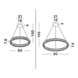 LUCES BAUTA LE42915/6, LE42674/5 wisząca LED złota, srebrna