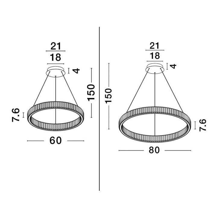 LUCES BAUTA LE42915/6, LE42674/5 wisząca LED złota, srebrna