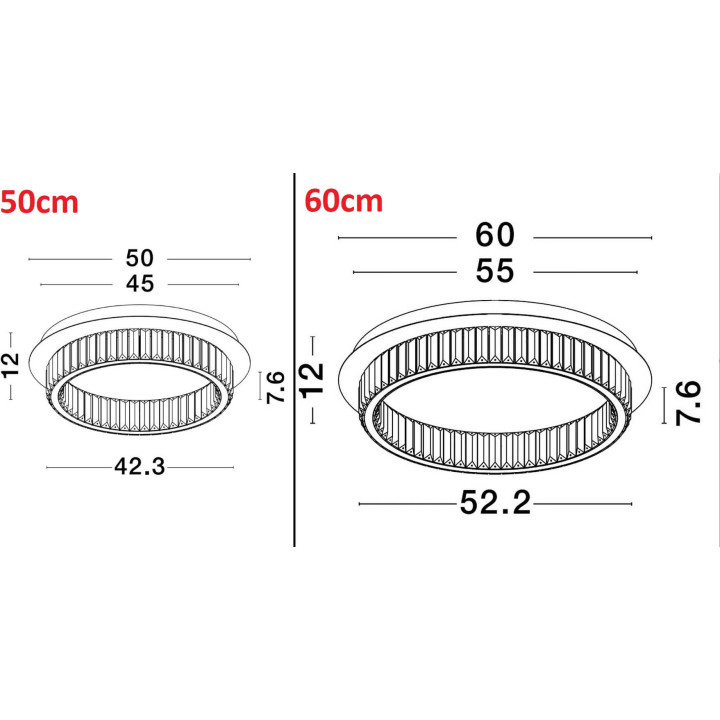 LUCES BAUTA LE42918/9, LE42678/9 plafon LED srebrny, złoty 50cm, 60cm