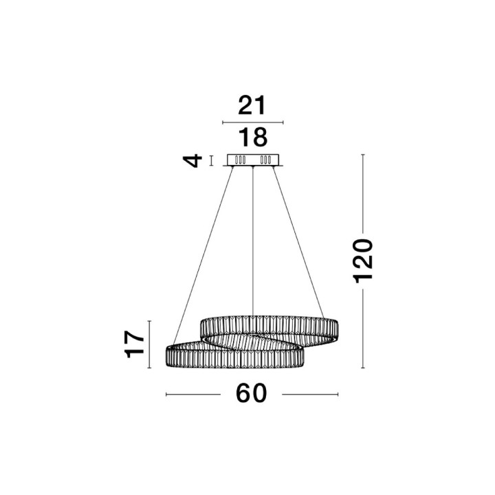 LUCES SINALOA LE42924/5 lampa wisząca LED złota, srebrna 60cm
