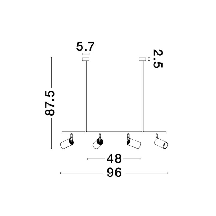 LUCES CAYES LE42927 lampa wisząca LED 4xGU10 czarno-złota