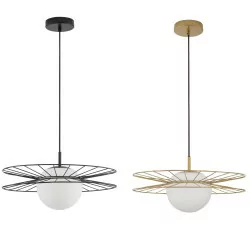 LUCES LE42939, LE42940 black, gold pendant lamp white ball E27