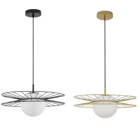 LUCES LE42939, LE42940 black, gold pendant lamp white ball E27