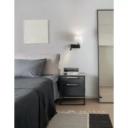 LUCES BIRUACA LE42969 black LED wall lamp bedroom + white lampshade