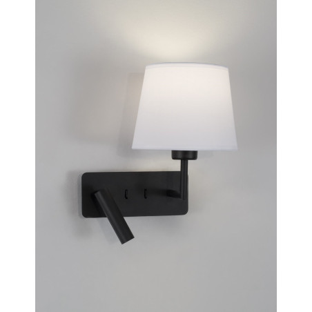 LUCES BIRUACA LE42969 black LED wall lamp bedroom + white lampshade
