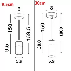 LUCES CAYES LE42620, LE42619 hanging lamp tube black-gold