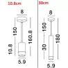 LUCES CAYES LE42621/2 lampa wisząca tuba GU10 złoto-czarna