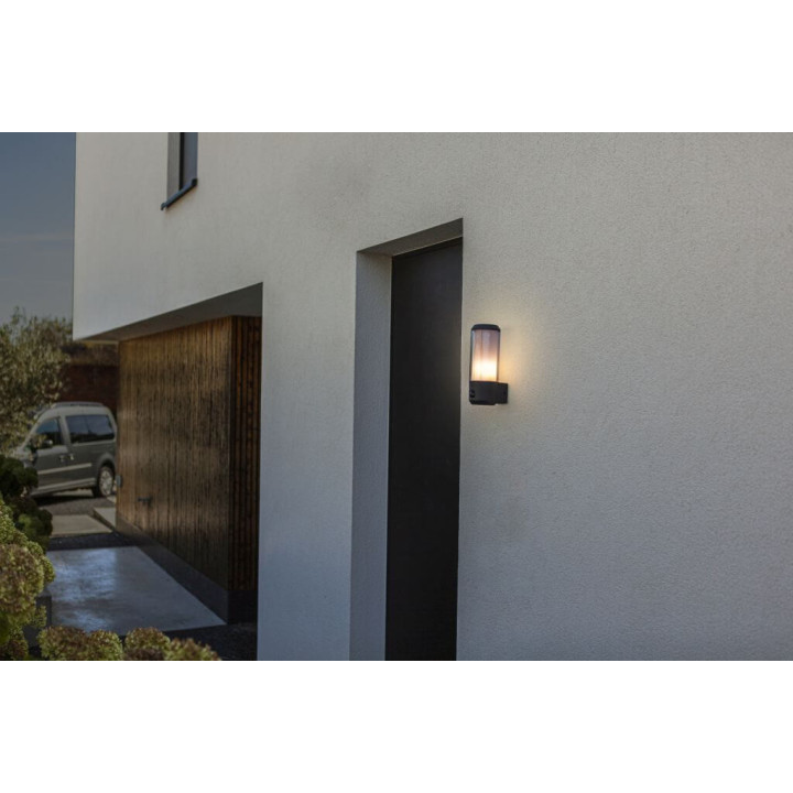 LUTEC HEROS Outdoor wall lamp with motion sensor dark grey E27