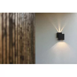 LUTEC RIALTO outdoor wall lamp LED black top/bottom