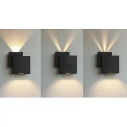 LUTEC RIALTO outdoor wall lamp LED black top/bottom