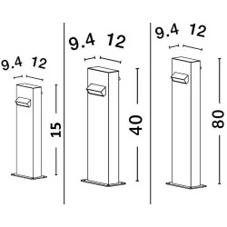 LUCES MONCLOVA LE71478/9/0 black LED outdoor lamp 15cm, 40cm, 80cm