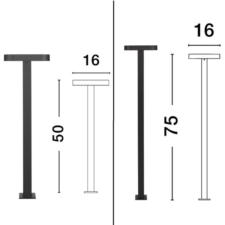LUCES SALTILLO LE71482/3 black outdoor LED bollard 50cm, 75cm