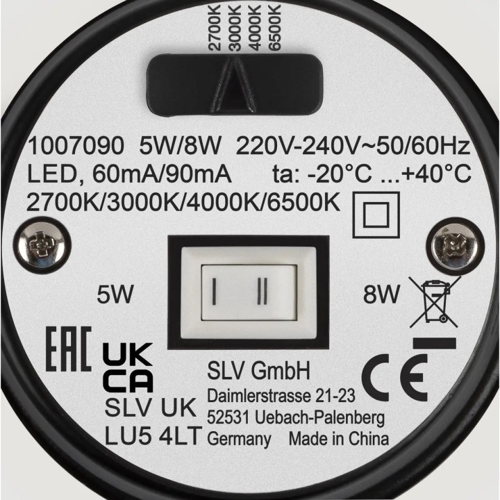 SLV UNIVERSAL DOWNLIGHT MOVE PHASE IP20 1007090 LED 5W/8W recessed