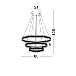 LUCES SEVILLA LE99324 lampa wisząca LED 80cm 135W 3 brązowe ringi