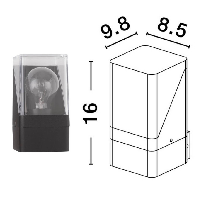 LUCES BARCA LE71497 anthracite outdoor wall lamp IP65 bulbs E27