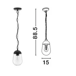 LUCES JUCHITAN LE71501 dark grey pendant lamp clear glass E27 IP54