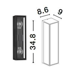 LUCES CHETUMAL LE71510  anthracite outdoor wall lamp IP54 2x bulbs E27