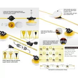 LED industrial garland 10x13W 30m IP65 5000K lenght 30 meters