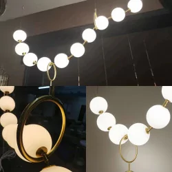 Hanging lamp PERLA LED 60W 165cm elegant pendant of white balls