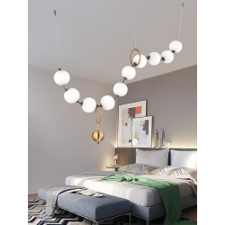 Hanging lamp PERLA LED 60W 165cm elegant pendant of white balls