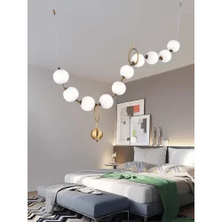 Hanging lamp PERLA LED 60W 165cm elegant pendant of white balls