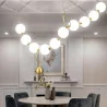 Hanging lamp PERLA LED 60W 165cm elegant pendant of white balls