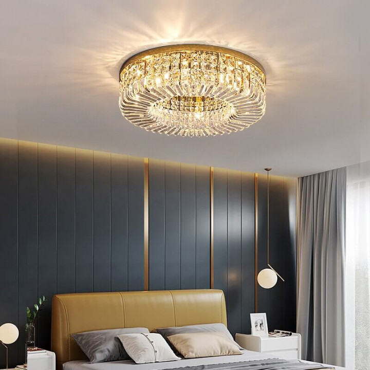 Plafon kryształowy STELLA 60/80cm elegancka lampa sufitowa złota chrom