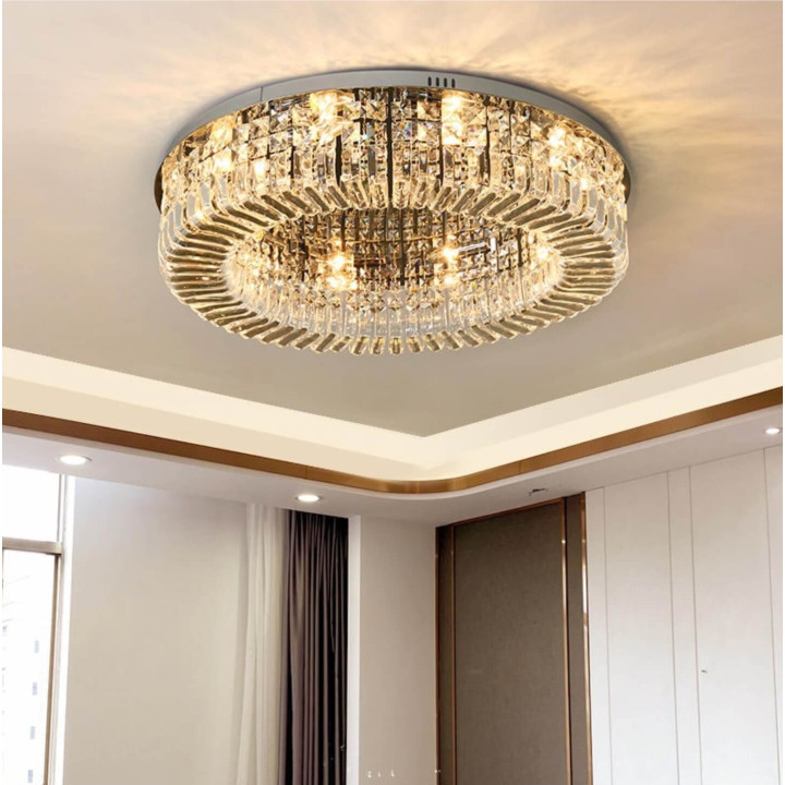 Plafon kryształowy STELLA 60/80cm elegancka lampa sufitowa złota chrom