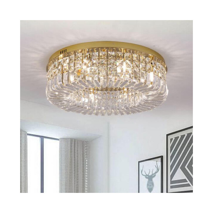 Plafon kryształowy STELLA 60/80cm elegancka lampa sufitowa złota chrom