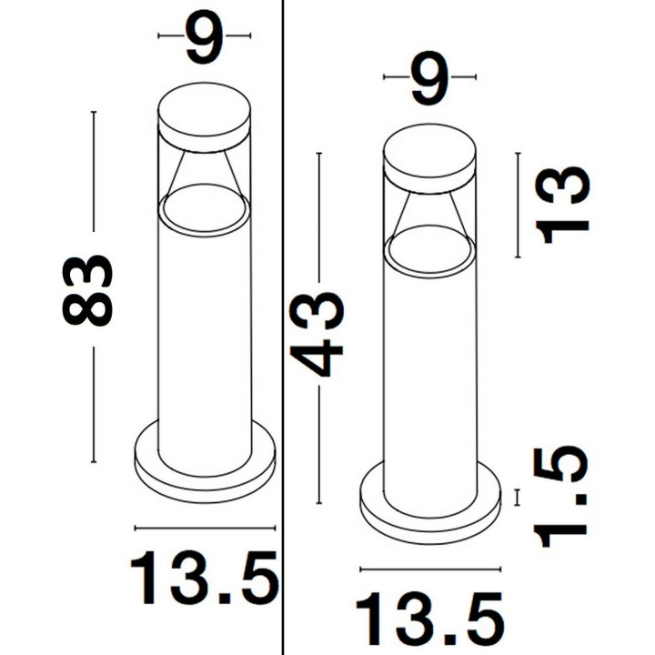LUCES SALSIPUEDES LE71573 czarny słupek zewnętrzny ogrodowy LED 10W