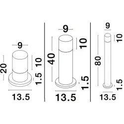 LUCES VILLAHERMOSA LE71574/5/6 czarny słupek zewnętrzny LED 20-40-80cm